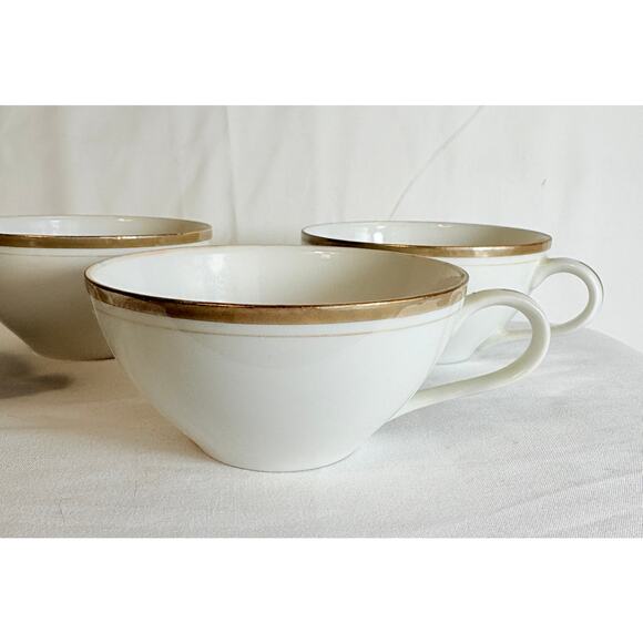 Set of 5 1960s Translucent Porcelain Royalton China Tea Cups with Gold Rim - Picture 4 of 6